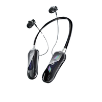 Earphone Nirkabel Leher Digital LED Mobil Besar untuk Chipset 5.4 JL, Tombol Logam In-Ear, Mp3, Magnetik, Super Bass