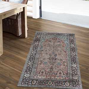 Tapis au design vintage, tapis verts, tapis imprimés, tapis à motifs vintage, tapis à poils doux - Product Image 1