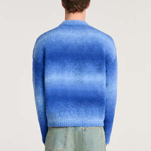 Pull en mohair pour homme avec logo personnalisé, jacquard flou, tricot uni, pull chaud d'hiver pour homme, pulls en mohair courts - Product Image 4