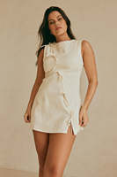 Robe d'été sans manches 100 % coton, respirante, écologique, lavable, infroissable, longueur mini, style vintage, décontractée, coupe évasée, couleur unie