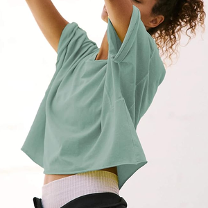 Unisex 100% Cotton Woven Tshirt Custom Logo Women's Oversized Loose Breathable Anti-Pilling Sexy Casual Solid Summer - Product Image 2