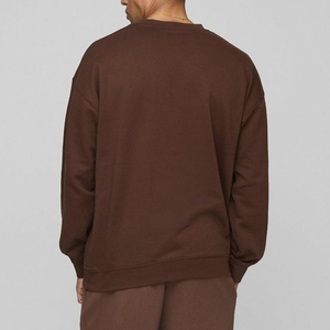 Sweat-shirt en coton pour hommes OEM avec logo personnalisé col rond et épaules tombantes manches longues pour l'hiver - Product Image 2