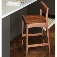 Tabourets de bar en teck, assise en bois, design contemporain marron - Utilisation pour hôtels, cuisines et salles à manger, origine Indonésie