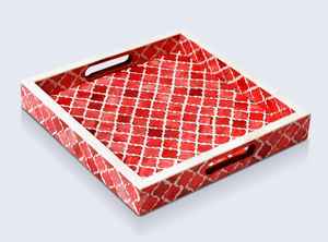 Desert Elegance Plateau d'incrustation d'os fait à la main Articles ménagers d'inspiration arabe pour tables à manger de luxe, décoration et utilisation de cadeaux personnalisés - Product Image 2