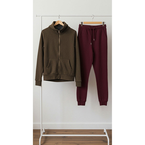 2025 hiver unisexe vêtements ensembles respirant impression polaire fermeture éclair à capuche et pantalons de survêtement survêtement décontracté Sport - Product Image 1