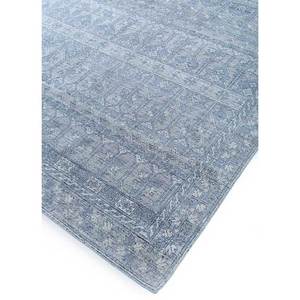 Tapis en laine noué à la main Erbe AKWL-3106 bleu, 9x12, motif géométrique rectangulaire, pour la décoration de la maison, du salon et de l'couloir - Product Image 2