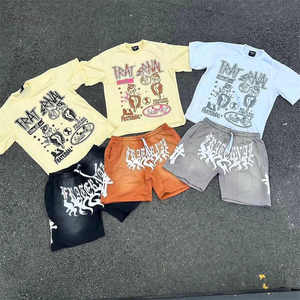 Ensembles de short de survêtement de haute qualité avec logo personnalisé ensemble de shorts et de t-shirts sérigraphiés survêtements pour hommes ensemble deux pièces - Product Image 2