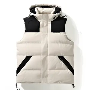 Chaleco acolchado recortado para hombre, chalecos de abrigo cálidos sin mangas de invierno, abrigo ligero de PANA con bolsillos invisibles - Product Image 2