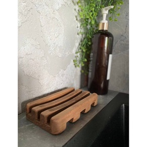 Porte-savon en bambou au design minimaliste pour le comptoir de la salle de bain, porte-savon écologique pour la décoration intérieure contemporaine - Product Image 3