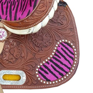 Custom Pink Beads Western Style Barrel Saddle Nuevo diseño de cuero genuino Montar a caballo Sillines de fabricación personalizada - Product Image 2
