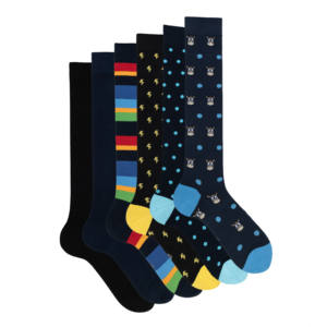 Caja de Regalo de Calcetines de Algodón para Hombre, 6 Pares con Diseños Variados para Uso Diario, Antideslizantes, con Spandex, Impresión Digital, Talla Única - Product Image 5