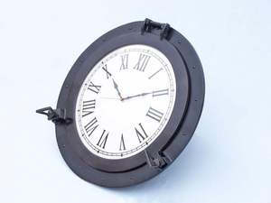 Deluxe Modern Antique Handmade Aluminum <b>Wall</b> <b>Clock</b> Porthole Nautical Design Customizable Plated Technique for Home Office Decor - Product Image 3