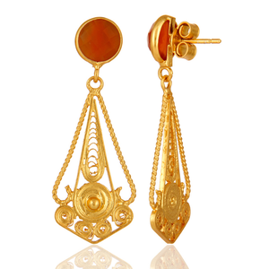 Pendiente colgante de piedras preciosas de ónix rojo natural chapado en oro de 18 quilates de plata esterlina superventas Demi fabricante de joyería fina - Product Image 3