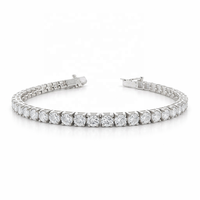 Pulsera de Tenis JJ BRAVO de Oro Blanco Sólido de 14K con Baño de Rodio, Diamantes Cultivados en Laboratorio de 4mm y 10.29Ct, 18cm, Joyería Fina Clásica Unisex