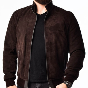 Wholesale <b>Men's</b> <b>Suede</b> Bomber <b>Jacket</b> Button up & Pockets for <b>Men</b> Women Kids With Custom Design - Product Image 1