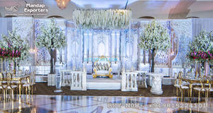 ธีมสีขาวใต้เวทีแต่งงานอินเดียแบบดั้งเดิมตกแต่งเวทีแต่งงานอินเดียศรีลังกาฮินดูตกแต่งเวทีแต่งงาน - Product Image 3
