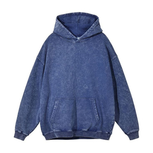 Offre Spéciale haute qualité lavage à l'acide 100% coton imperméable polaire hiver sweat à capuche avec fermeture éclair en détresse broderie pour hommes - Product Image 1