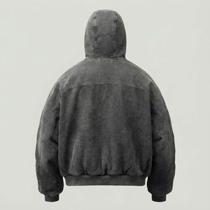 Pull à demi-zip oversize pour homme, gris délavé, tricoté, col montant, sweat-shirt d'hiver uni, streetwear, veste décontractée pour homme, service OEM personnalisé - Product Image 5