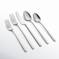 Ensemble de couverts écologiques en acier inoxydable 5 pièces, poli miroir, cuillère, couteau, fourchette, réutilisables, pour l'extérieur, au prix le plus bas