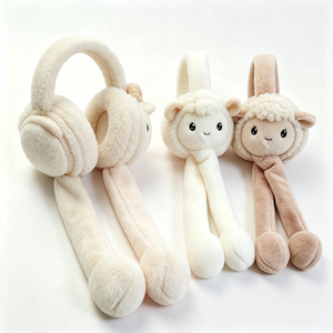 customized Squeeze activated moving sheep ear <b>earmuffs</b> Soft plush curly lamb winter <b>earmuffs</b> Cream <b>white</b> beige multi-color sheep - Product Image 4
