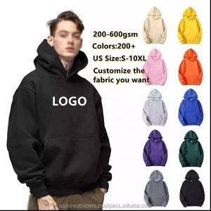 High Street Unisex Casual Solid logotipo personalizado 365gsm Tallas grandes sudaderas con capucha 100% algodón apilado para hombres suéteres vintage zip up HOODY - Product Image 5