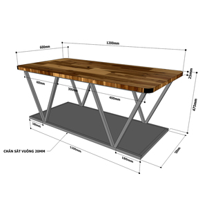 Industrial-Style Acacia Wood and Iron Frame Two-Tiered Sofa <b>Table</b> 120x60x48cm - Product Image 4