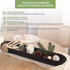 <b>Wooden</b> Dough <b>Bowl</b>, 22.7 Inch Hand Carved Rustic Long Wood Dough <b>Bowls</b> for Decor, Vintage <b>Large</b> <b>Wooden</b> Bread <b>Bowl</b> for Table - Product Image 5