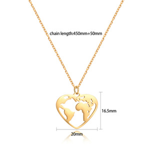 Mode <span class=keywords><strong>carte</strong></span> <span class=keywords><strong>du</strong></span> <span class=keywords><strong>monde</strong></span> bijoux colliers en acier inoxydable coeur pendentif collier non ternir argent 18k or coeur <span class=keywords><strong>carte</strong></span> <span class=keywords><strong>du</strong></span> <span class=keywords><strong>monde</strong></span> collier - Product Image 5