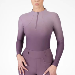 Camiseta de equitación para mujer, atlética, ligera, transpirable, de tela elástica, que absorbe la humedad, cómoda, servicio OEM - Product Image 1
