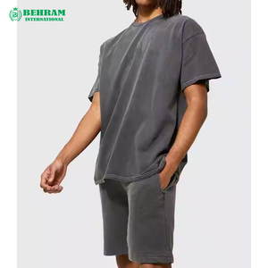 Conjunto de Pantalones Cortos Holgados 100% Algodón para Hombre, Conjuntos Cortos de Verano al por Mayor, Camisetas Transpirables de Secado Rápido y Elegantes para Hombre - Product Image 2