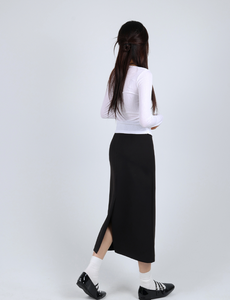 HOOR Womens <b>Pencil</b> <b>Long</b> <b>Skirt</b> Back Slit Elegant Office Wear Stretchy Slim Fit Stylish Comfortable Made in Korea - Product Image 6