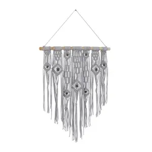 Macramé de algodón moderno hecho a mano colgante de pared bohemio decoración del hogar arte textil para Ramadán cumpleaños boda celebración por MSR - Product Image 3