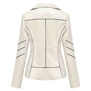 Vestes pour femmes, vestes blanches slim pour femmes, cuir véritable, conception personnalisée OEM, vêtements de mode, vente en gros, service OEM de haute qualité - Product Image 3