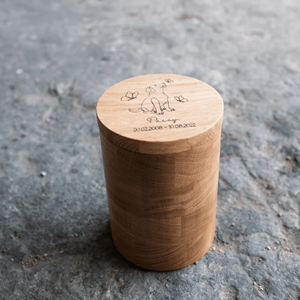 Urna de madera redonda de estilo americano OEM para cenizas, recuerdo conmemorativo de cachorro hecho a mano de suministros funerarios de Vietnam - Product Image 2