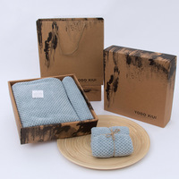 Japanese Style Pine Grid Microfiber Towel Bath Towel 2Pcs Gift Set Quick Dry Soft Absorbent Bath Gift Box for Hotel Onsen Home