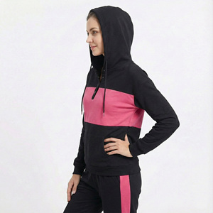 Sweats à capuche pour femmes sur mesure, col Henley, bouton, pull, poche kangourou, manches longues, coupe ample, toutes saisons, prix de gros - Product Image 2