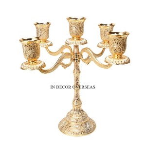 Llamativo aspecto elegante diseñador Color negro recubierto de polvo de calidad superior Metal 5 brazos MESA DE BODA centro de mesa candelabro - Product Image 4