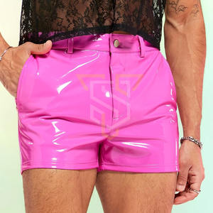 Pantalones cortos de gimnasio transpirables de cuero de calle para hombre, cintura elástica, cierre de mosca con cremallera, cómodos, personalizables al por mayor - Product Image 5