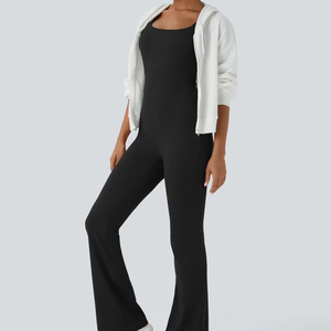 Mono de yoga de alta calidad, agradable al tacto, con sujetador incorporado, para entrenamiento, con efecto fruncido y corte acampanado para mujer - Product Image 6