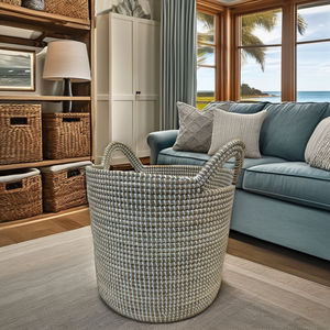 Luxury Eco-Friendly <b>Round</b> SEAGRASS <b>BASKET</b> Multifunction Storage Size L Multi-Purpose Use - Product Image 5
