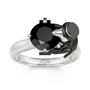 Jeulia Hug <b>Me</b> <b>Find</b> Your Justice Crow Doctor Round Cut Sterling Silver Fashion Ring - Product Image 3