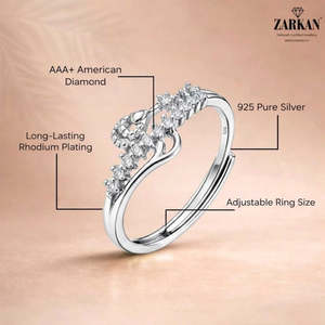 Bague Zarkan romantique en argent sterling 925 avec pierre naturelle, plaqué rhodium, diamant taille poire certifié IGI pour fiançailles - Product Image 5