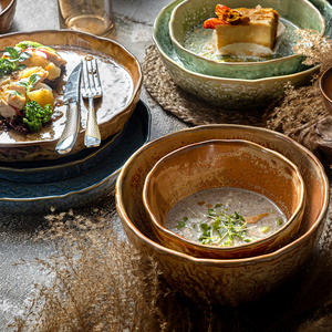 Assiettes de restaurant en porcelaine verte de luxe style européen en vrac Finos belle glaçure couleur plat rond Lamian <span class=keywords><strong>Risotto</strong></span> - Product Image 4