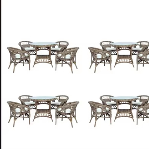 Mandalino Kubu ensemble de salle à manger en rotin élégant confortable table à manger et chaises tissé à la main meubles durables de haute qualité pour manger - Product Image 1