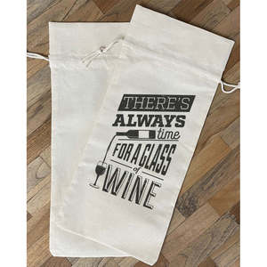 Bolsas de Algodón para Vino con Diseño 'Siempre Hay Tiempo para un Vaso de Vino' - Product Image 1