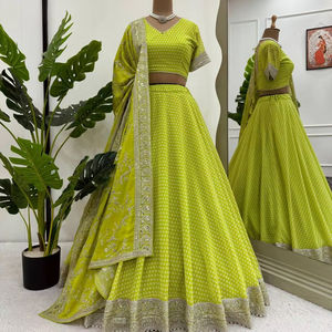 El último diseñador Faux Georgette hilo bordado secuencia trabajo Lehenga Choli por FabZone - Product Image 1