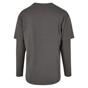 Camiseta de manga larga para hombre Hip Hop Vintage Wash de alta calidad logotipo personalizado algodón doble capa 280 gramos peso de tela - Product Image 3