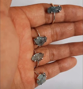 Herkimer Raw Jewelry <b>Ring</b> Sterling Silver <b>Gold</b> Plated Bezel Setting Natural Stone IGI Certified <b>Vintage</b> Wedding Party Accessory - Product Image 2