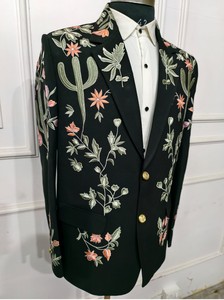 ชุดสูทคาวบอยปักแบบตะวันตกของผู้ชายชุดโรดิโอต้นกระบองเพชรชุด2ชิ้นสีดำและสีเขียว - Product Image 3