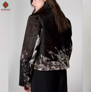 Chaqueta de Cuero Vacuno Genuino para Mujer |   Abrigo y Chaqueta de Moda de Piel de Vaca con Pelo Natural - Product Image 2